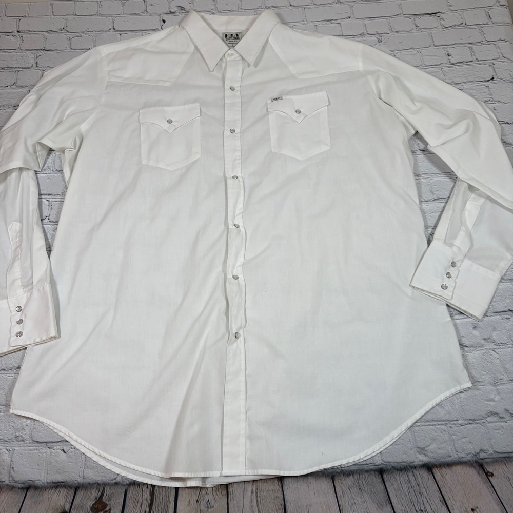 Ely Cattleman Mens 2XLT White Western Pearl Snap Long Sleeve Shirt 15201905-01T